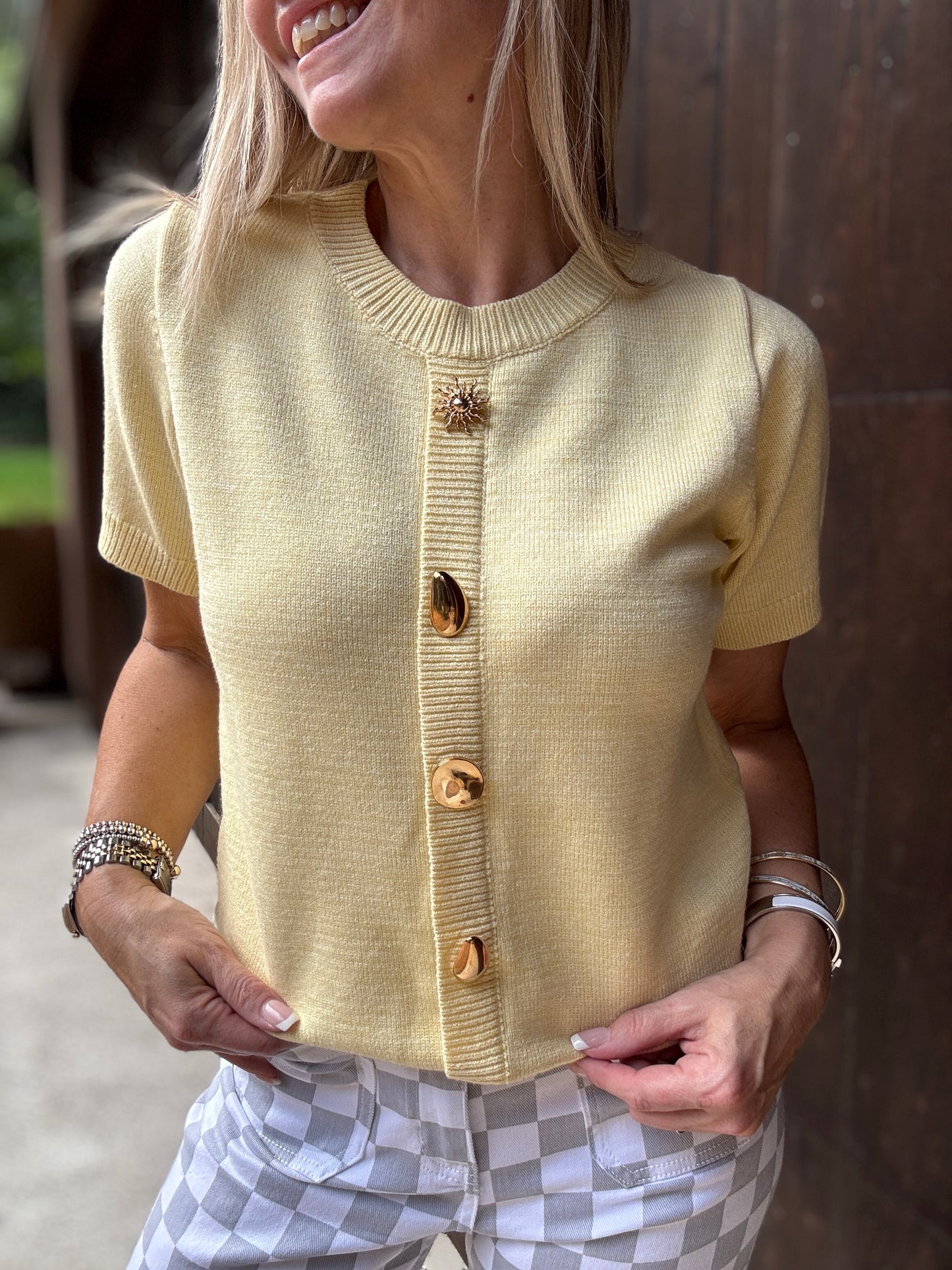 Decorative Button Soft Knit Sweater