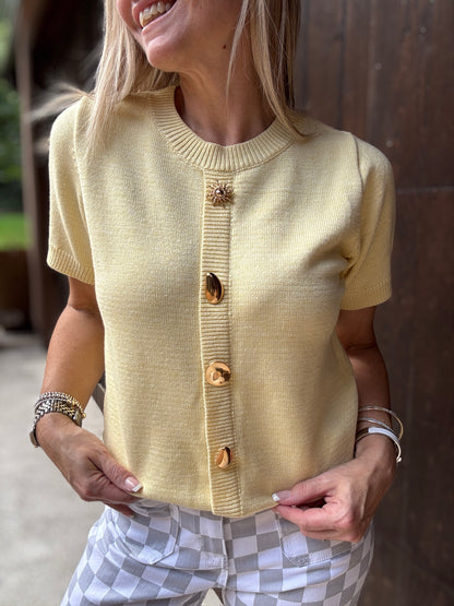 Decorative Button Soft Knit Sweater