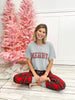 Christmas Graphic Tee with/or Red and Navy Plaid Lounge Jogger Pants