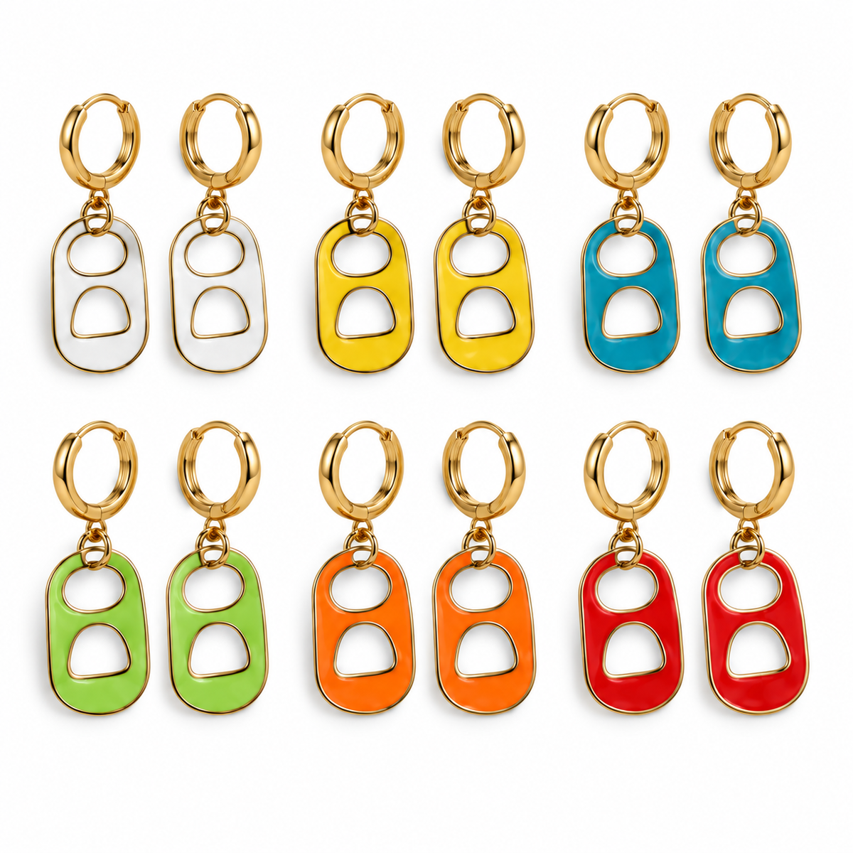 Silver Plated Enamel and CZ Bottle Cap Earrings - Bright Colors