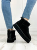 Corkys Room Service Booties in Black Faux Suede