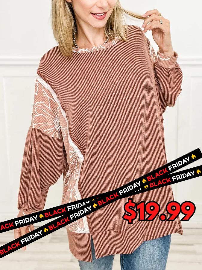 RIbbed Oversized Long Sleeve Tunic Top