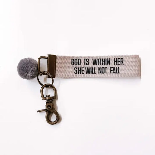 Words to Live By Canvas Keychain -She Will Not Fall