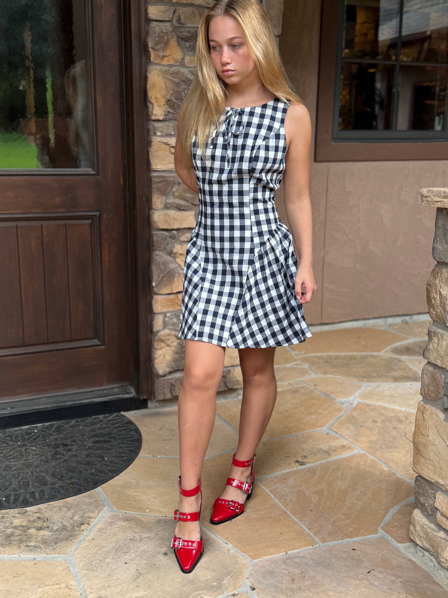 Vintage Gingham Sleeveless Mini Dress