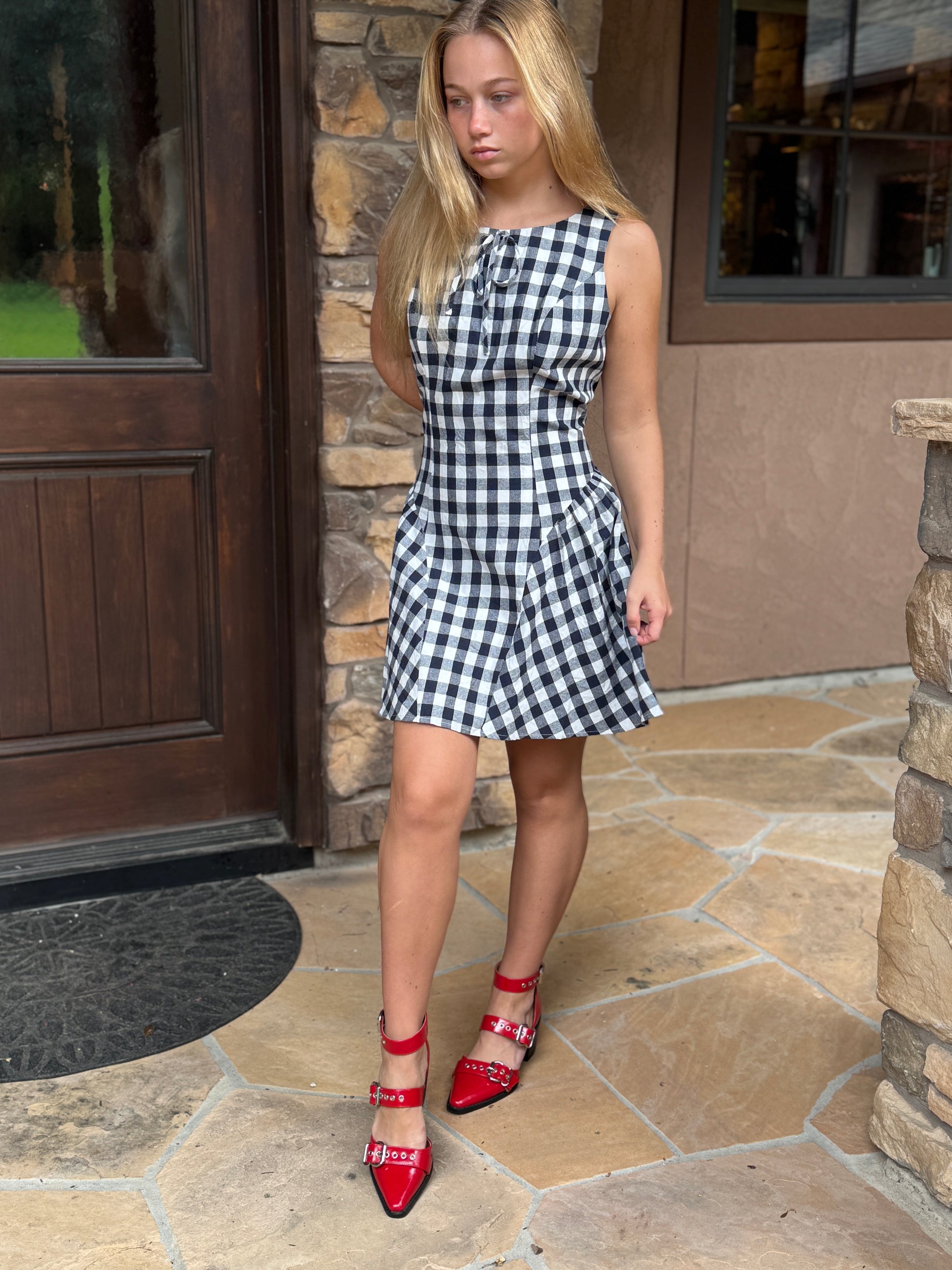 Vintage Gingham Sleeveless Mini Dress