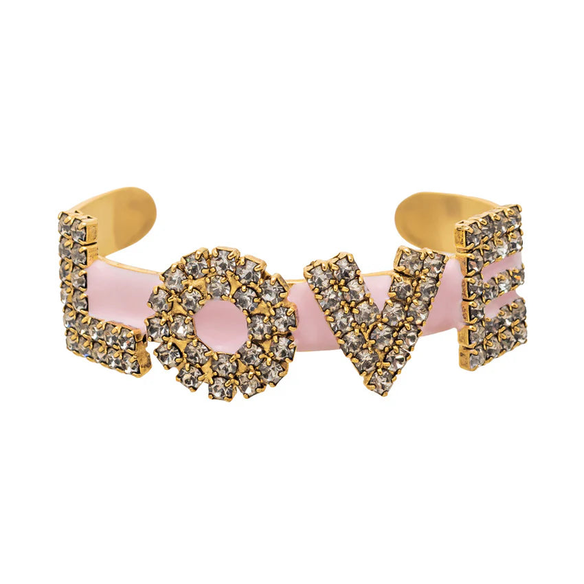 La La Love Cuff In Antique Gold Light Pink
