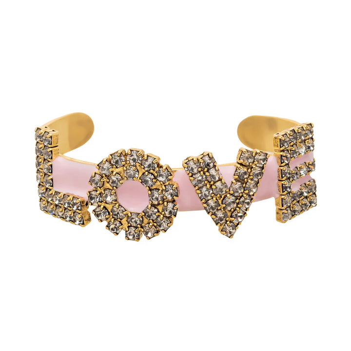 La La Love Cuff In Antique Gold Light Pink