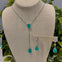 Aqua Marine Drop Pendant Necklace in Sterling Silver with Matching CZ Drop Earrings
