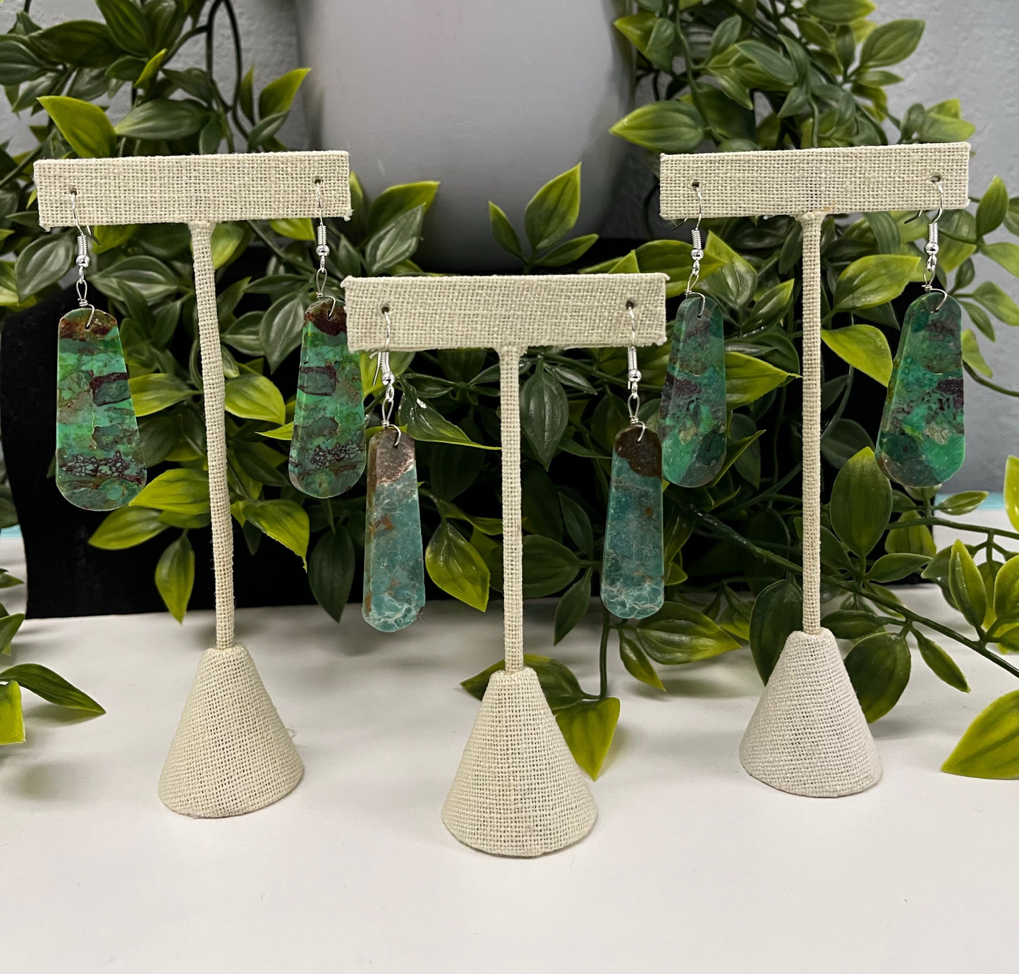 Natural Chrysocolla Drop Earrings