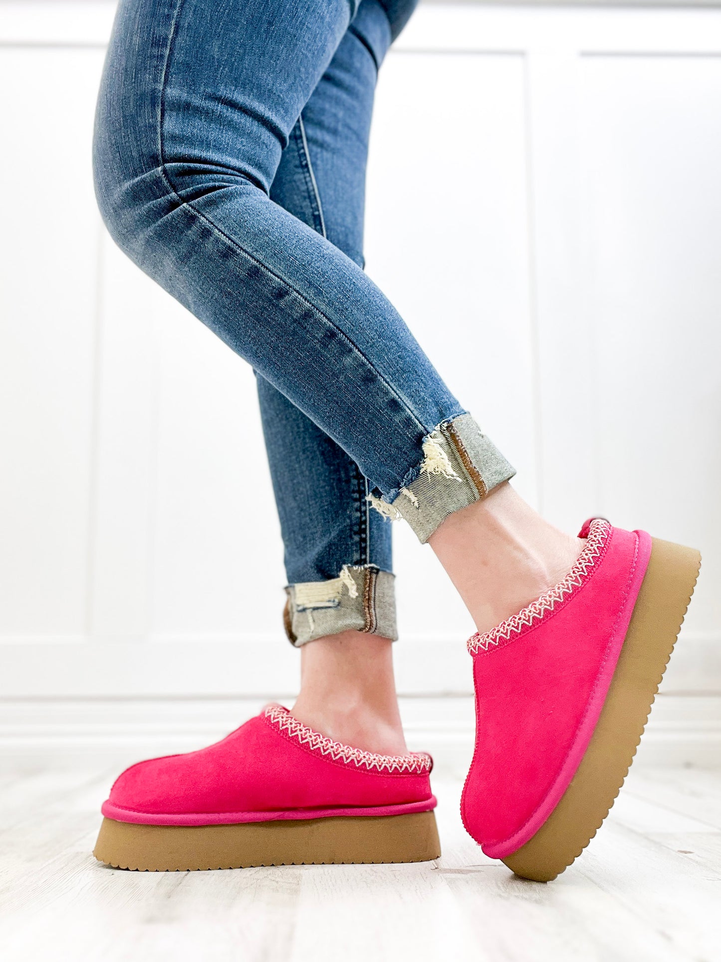 Corkys Pillow Talk Booties in Fuchsia Faux Suede