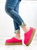 Corkys Pillow Talk Booties in Fuchsia Faux Suede