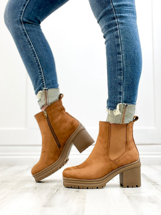 Corkys Trust Issues Booties in Tobacco Faux Suede