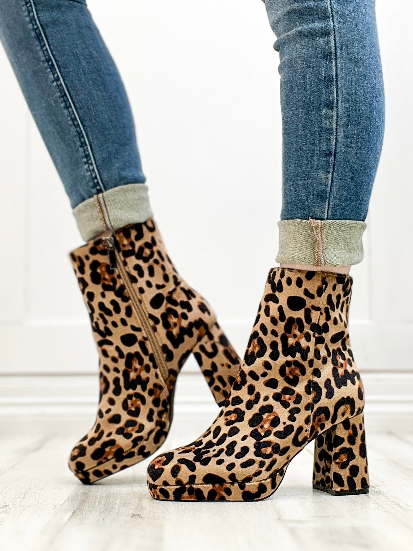 Corkys Slug Bug Booties In Leopard Velvet