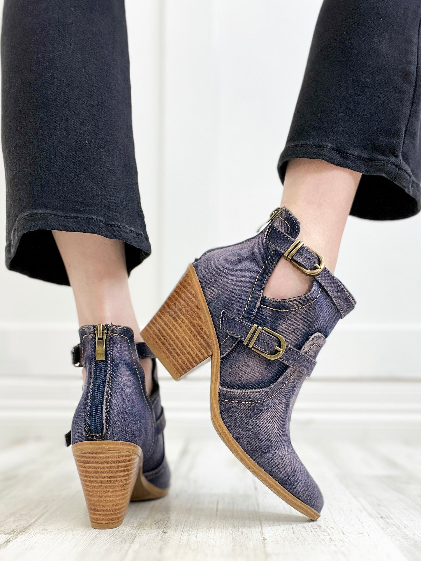 Corkys Girls Night Booties In Washed Blue Denim