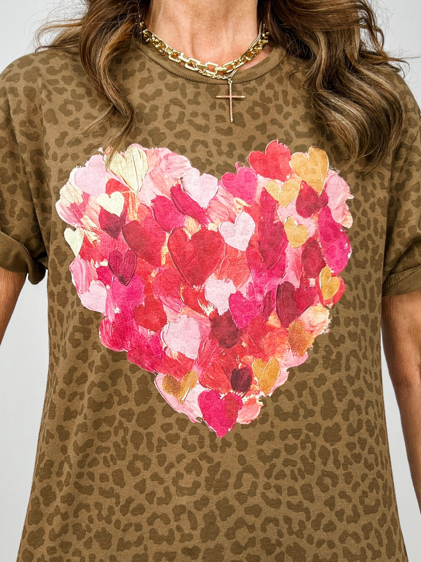 Paint Heart on Leopard Graphic Tee