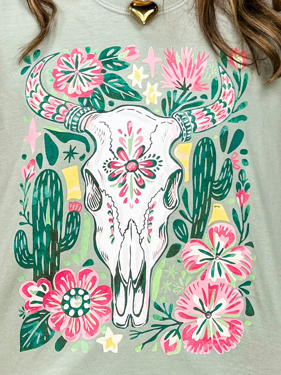 Rhinestone Western Boho Skull Graphic Tee
