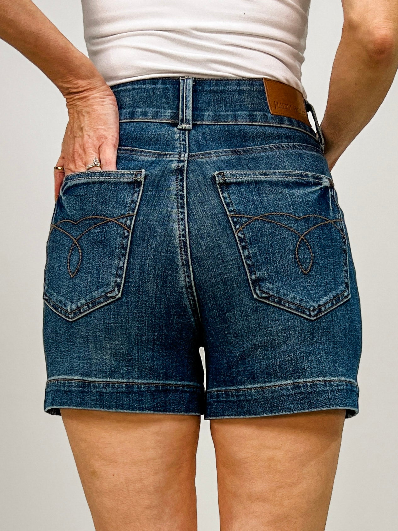 Judy Blue LOCKED IN High Rise Tummy Control Double Button Denim Shorts