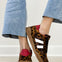 Double Stripe Design Court Sneakers in Camel Leopard & Red