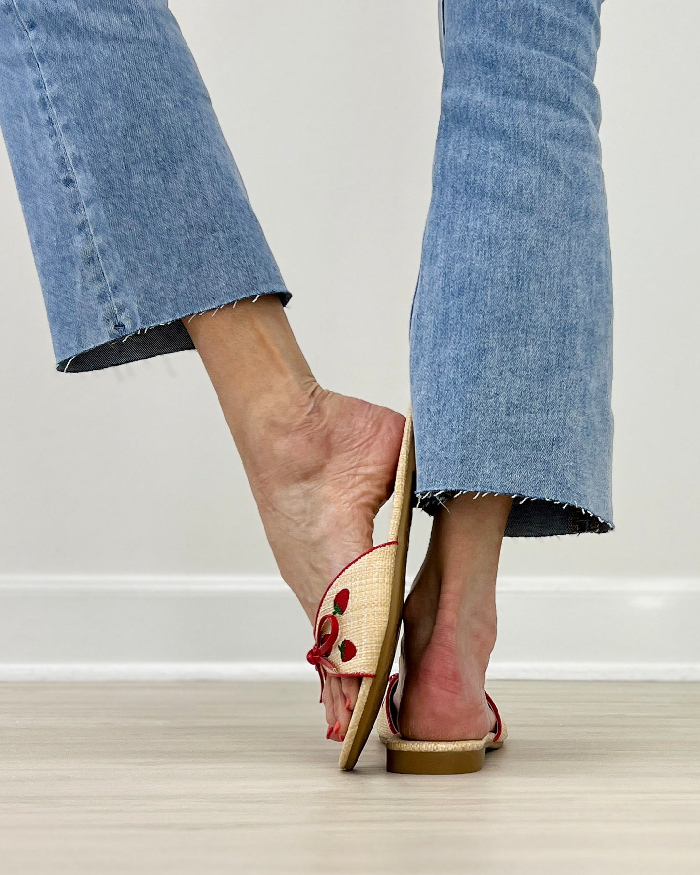 Strawberry Print Slide Sandals