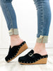 Corkys Just Precious Slip-On Wedge In Black Faux Suede