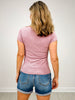 Ribbed Short Sleeve Basic Scoop Neck Top -GRP A