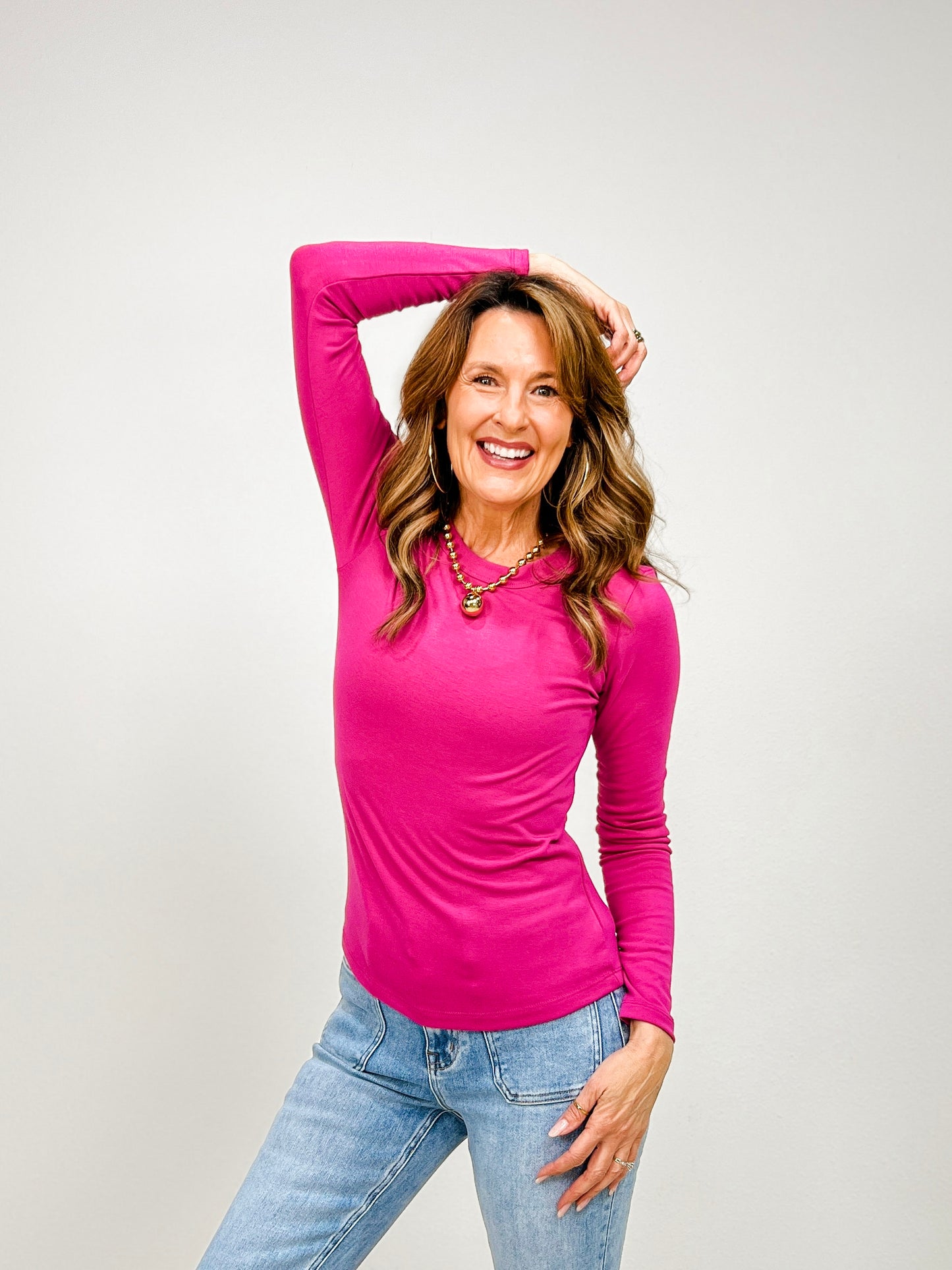 Round Neck Long Sleeve Knit Top