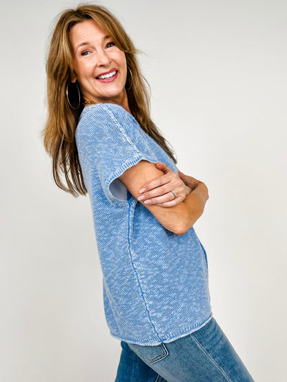 Mineral Washed Knit Casual Sweater Top
