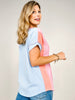 Color Block Twist Ribbed Button Front Top
