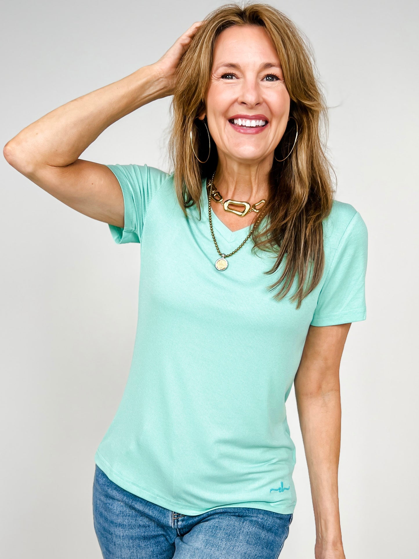 The Lucy Short Sleeve V-Neck Tee – Ultra Soft Viscose Blend