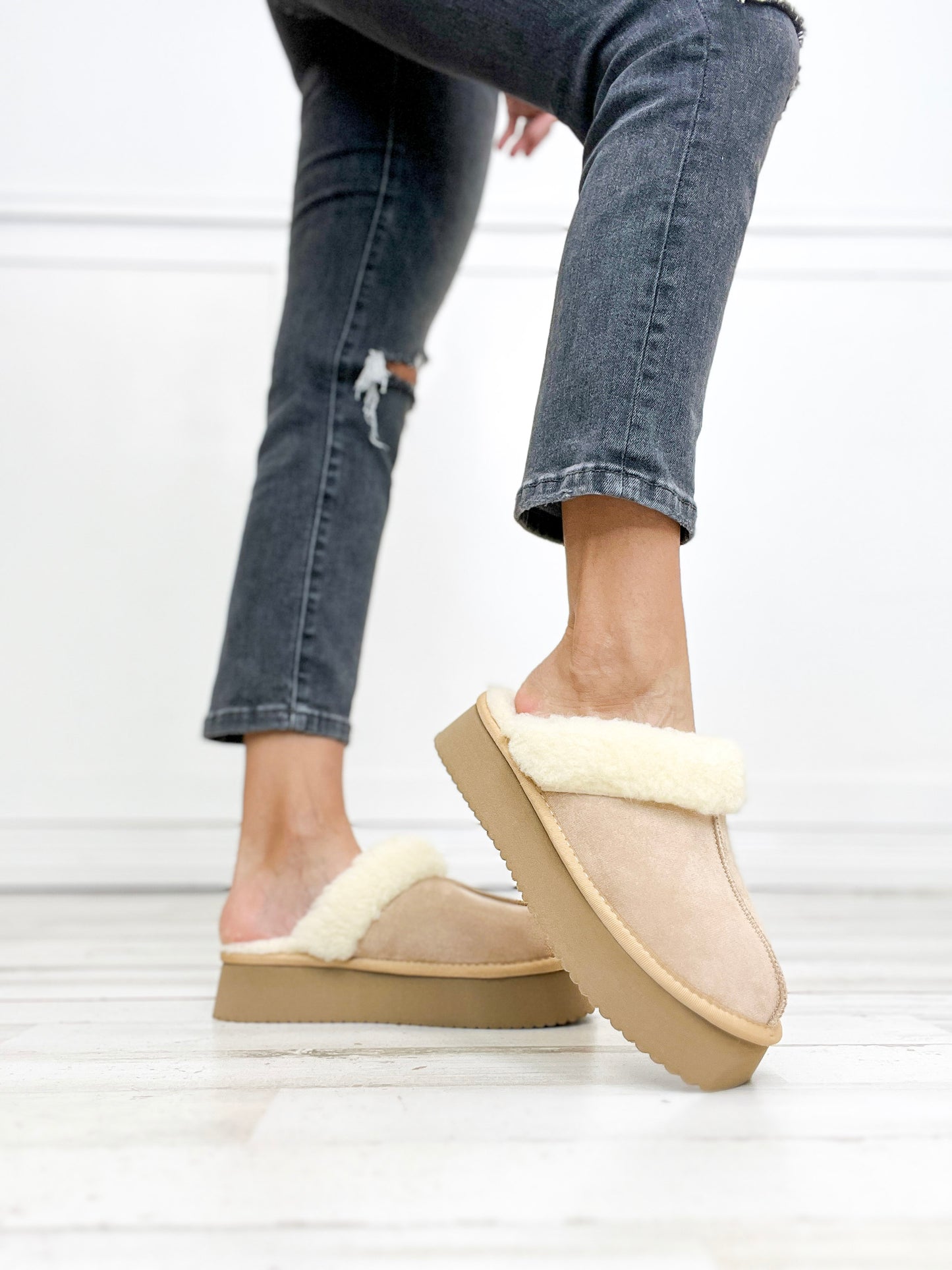 Corkys Cuddle Up Slipper Shoes in Camel Faux Suede