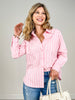 Long Sleeve Striped Button Up Top with Collar