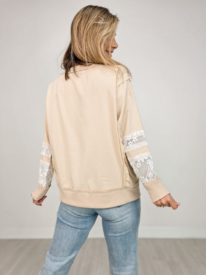 Long Sleeve Top with Patch Stitch Star Pattern