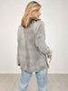 Long Sleeve Cardigan with Button Front and Distressed Hem