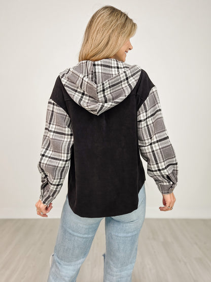 Long Sleeve Hooded Knit Button Down Shacket