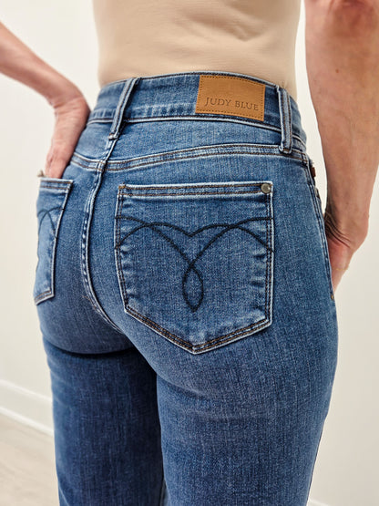 Judy Blue HARDY High Rise Double Button Frayed Hem Jeans