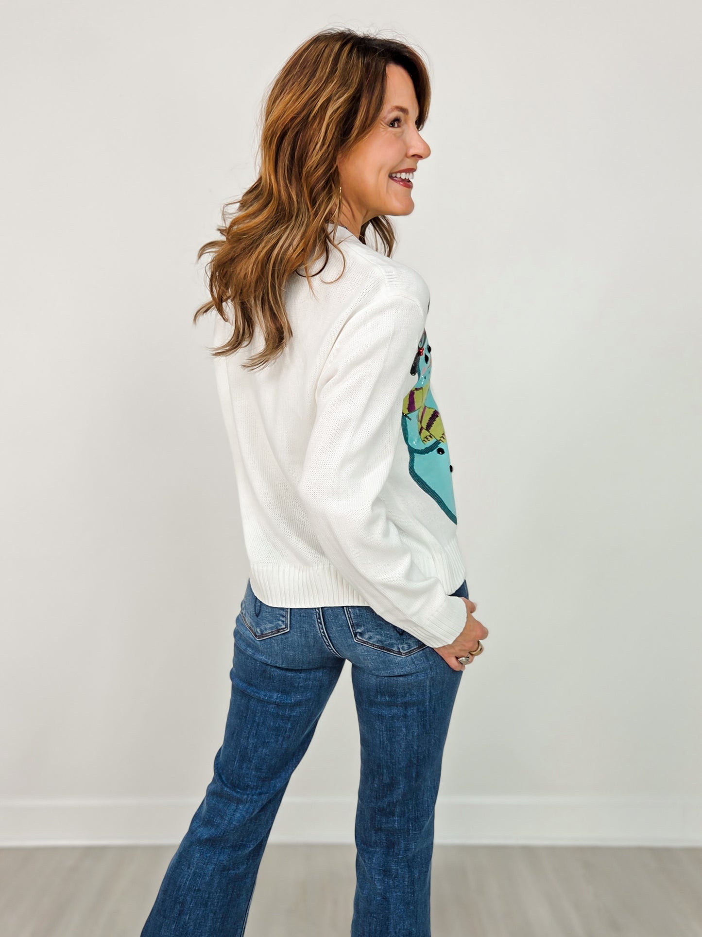 Queen of Sparkles White Snowmen Cardigan
