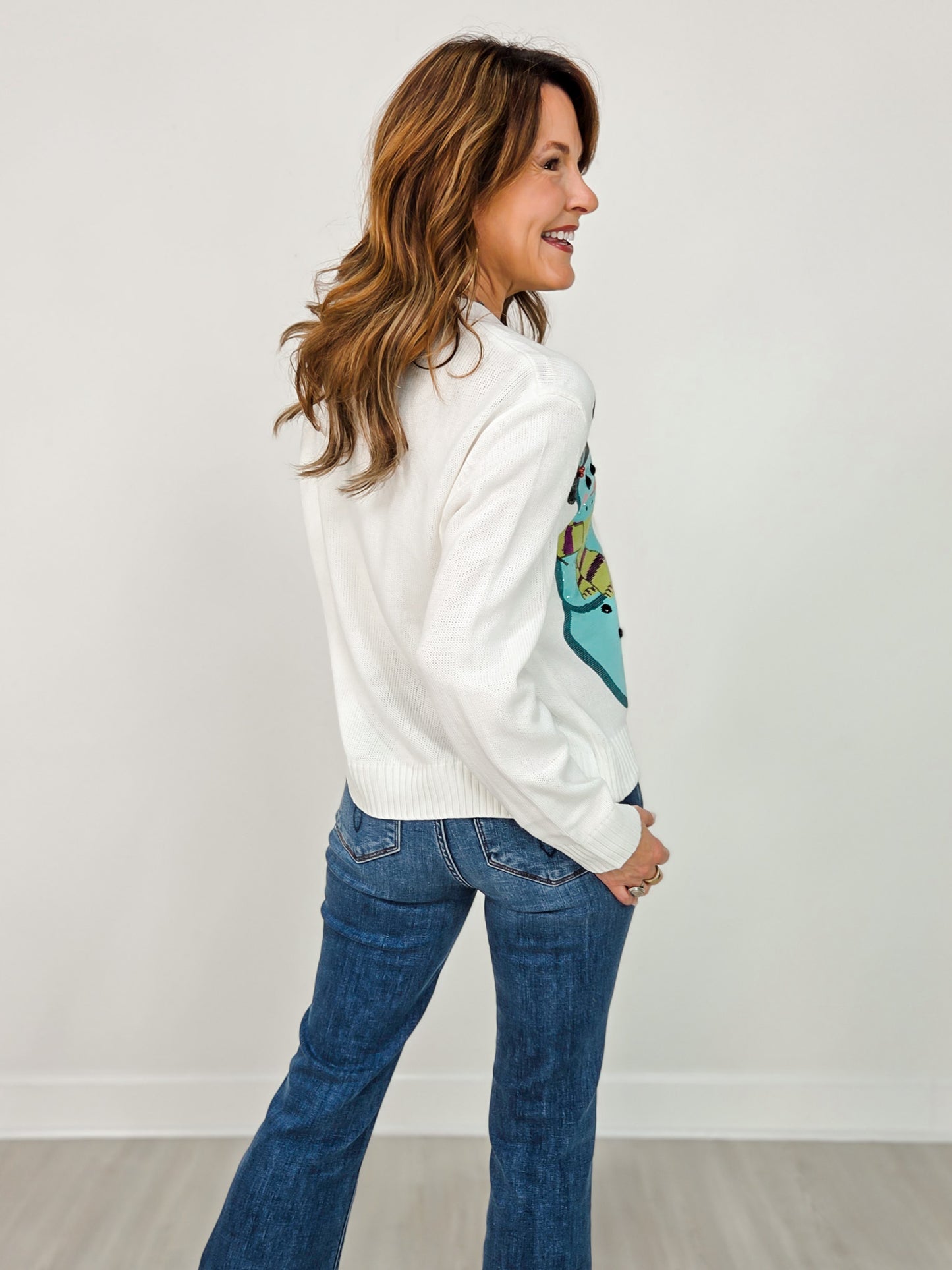 Queen of Sparkles White Snowmen Cardigan