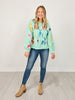 Queen of Sparkles Mint Green Sweatshirt With Velvet Reindeers & Bows