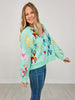 Queen of Sparkles Mint Green Sweatshirt With Velvet Reindeers & Bows