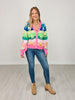 Queen of Sparkles Rainbow Stripe Knit Christmas Tree Cardigan