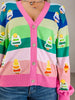 Queen of Sparkles Rainbow Stripe Knit Christmas Tree Cardigan
