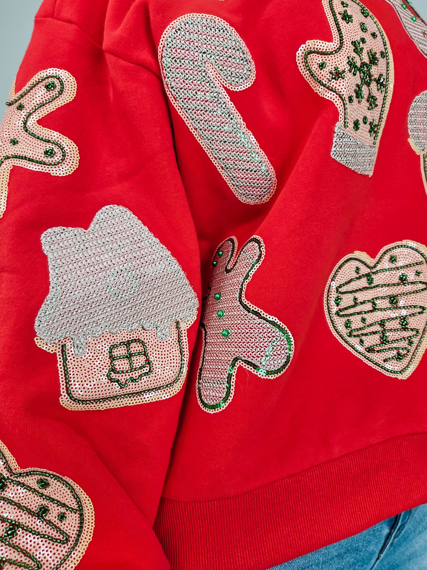 Queen of Sparkles Red Fuzzy Christmas Cookie Sweatshirt