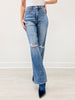 Judy Blue MADDY High Waist Tummy Control Knee Destroy Straight Jeans