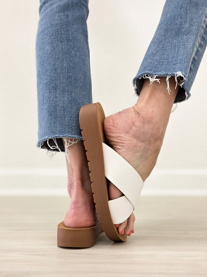 Criss Cross Band Slip-On Sandals