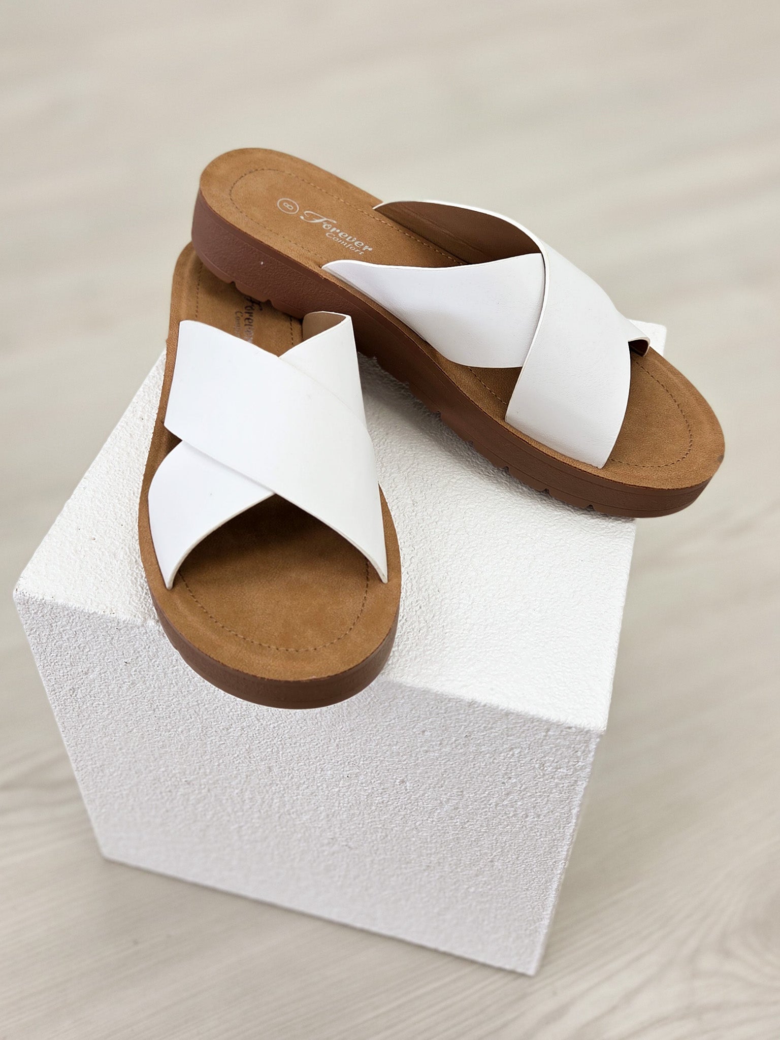 Criss Cross Band Slip-On Sandals