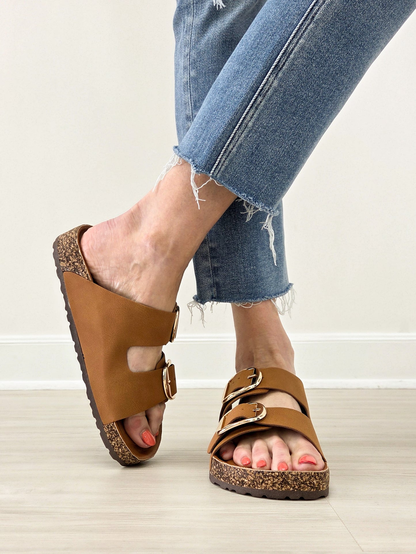 Double Strap Double Buckle Sandal