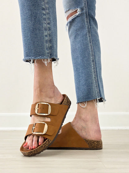 Double Strap Double Buckle Sandal