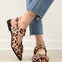 Double Buckle Swing Back Pointed Toe Flats with Grommet Detail