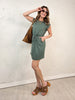 Short Sleeve Drawstring Waist Terry Dress