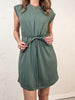 Short Sleeve Drawstring Waist Terry Dress